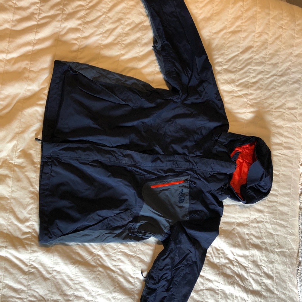 North face rain jacket blue size large